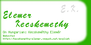 elemer kecskemethy business card